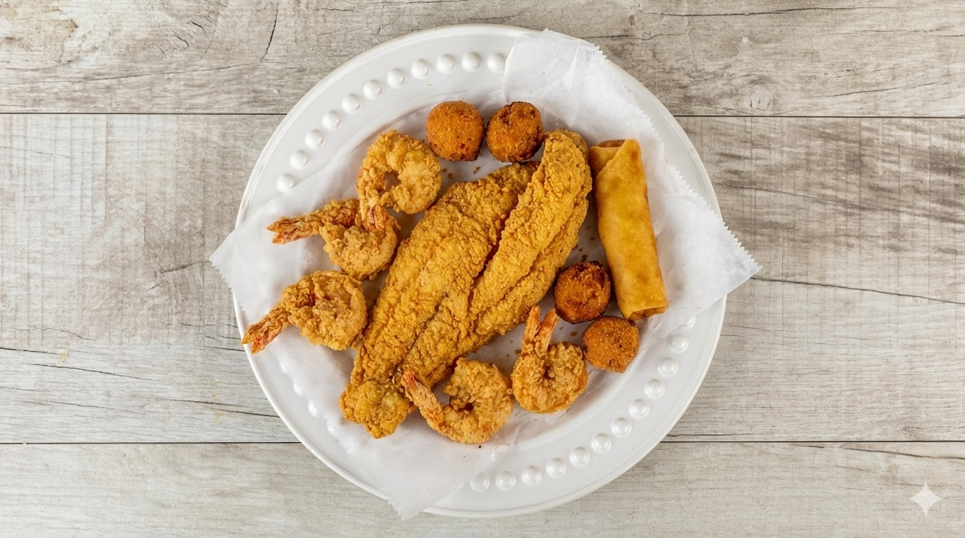 Catfish and six shrimp combo